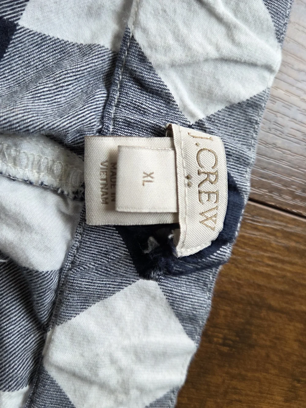 J.Crew Mens Gingham Checkered Sleep Pants Size XL Navy White
